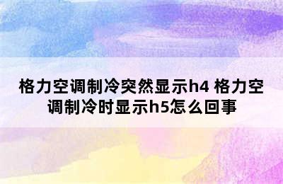 格力空调制冷突然显示h4 格力空调制冷时显示h5怎么回事